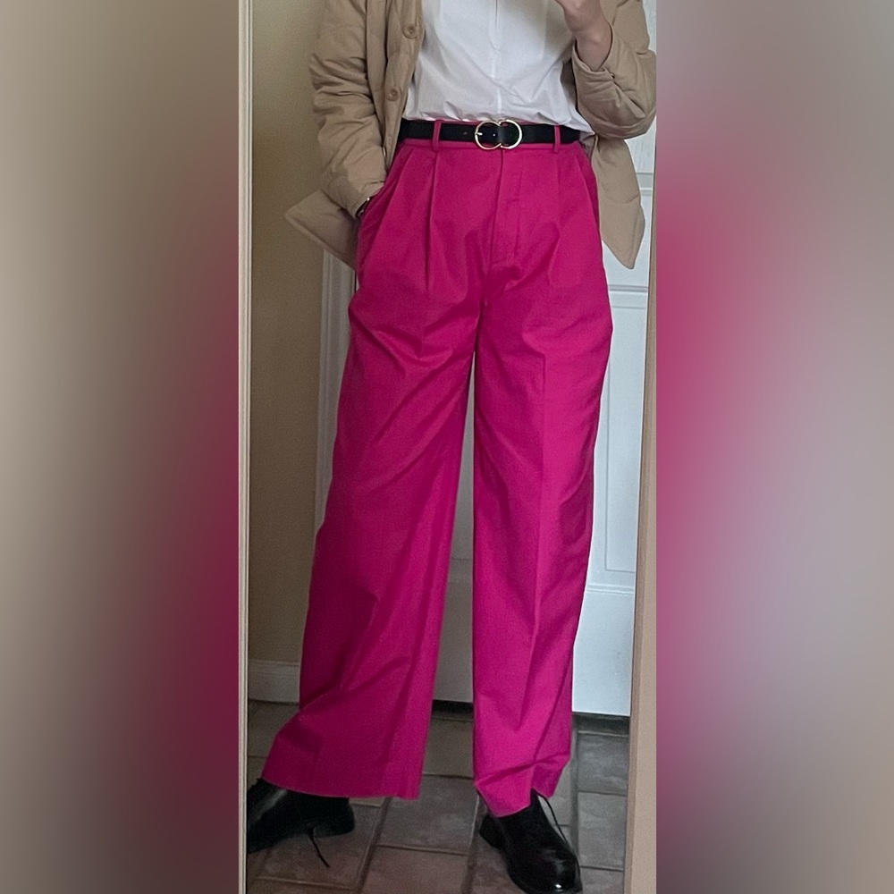 COS Wide-Leg Tailored Trousers Bright Pink, size US 6
